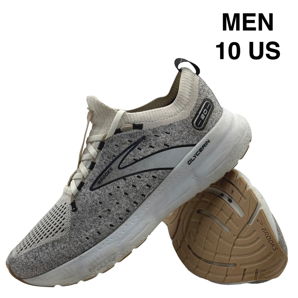 Brooks Glycerin 20 StealthFit Men's Size 10 Gray White Running Shoes 1203721B163